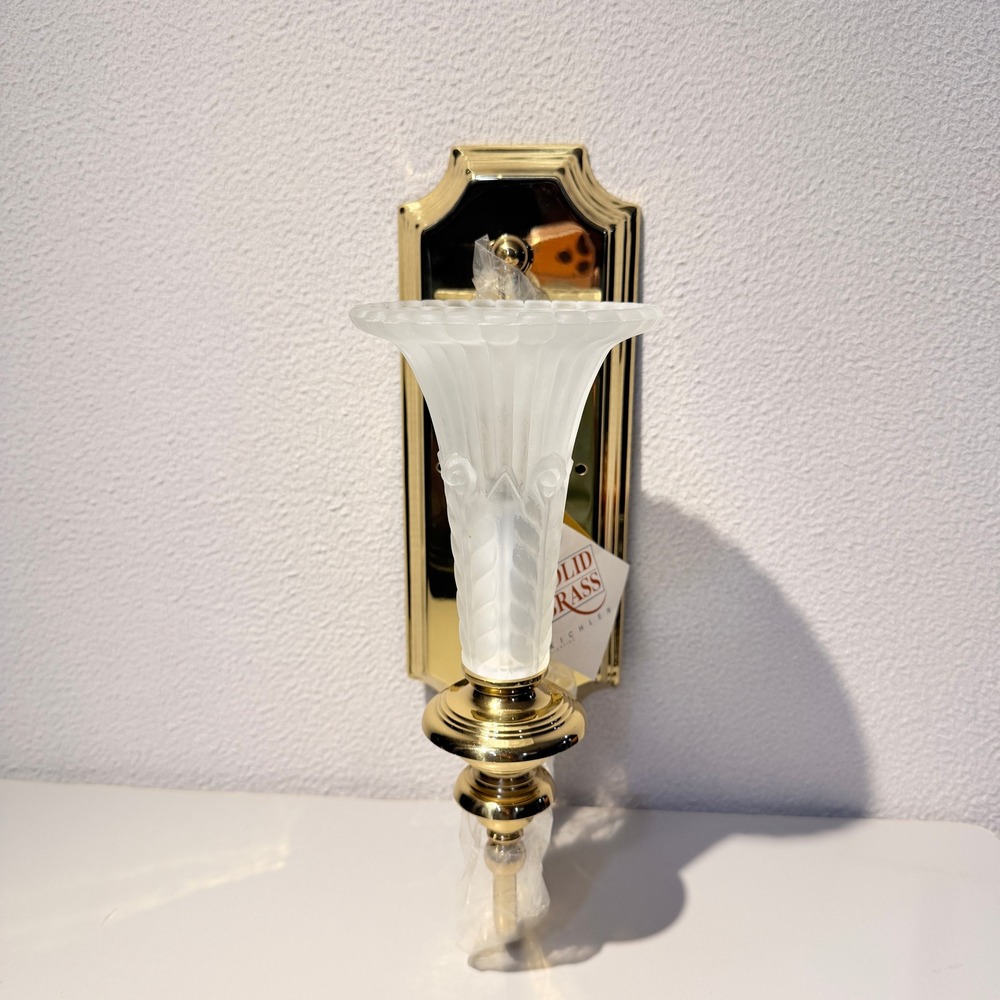 Kichler Wall Sconce Lighting Unisex OS Gold Solid Brass Art Deco Frosted Glass